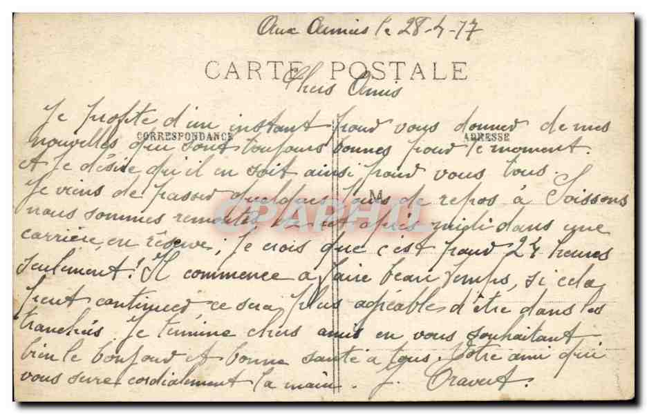 Soissons - La Guerre 1914 1915 Pendant le bombardement - during the bombing - CPA  — Rückseite