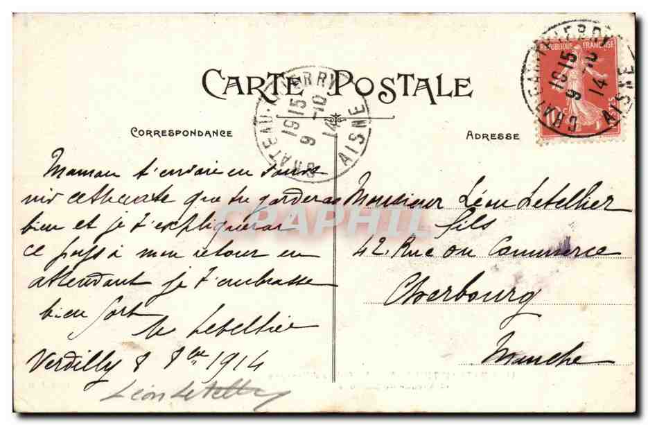 CPA Chateau Thierry La caisse d'epargne et avenue de Soissons — Rückseite