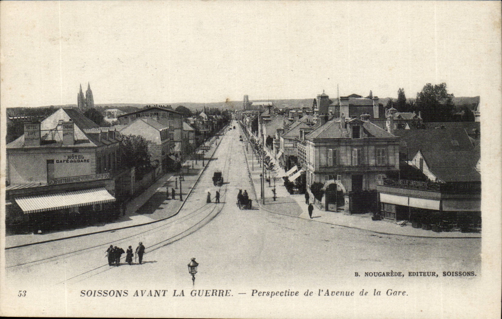 Soissons avant la guerre — Perspective de l'Avenue de la Gare — B. Nougarède, éditeur, Soissons.