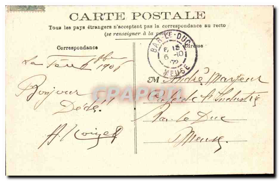 la Fere - 17 Regiment D'Artillerie - Bivouac au Mont de Joie - militaria - cheval - CPA  — Rückseite