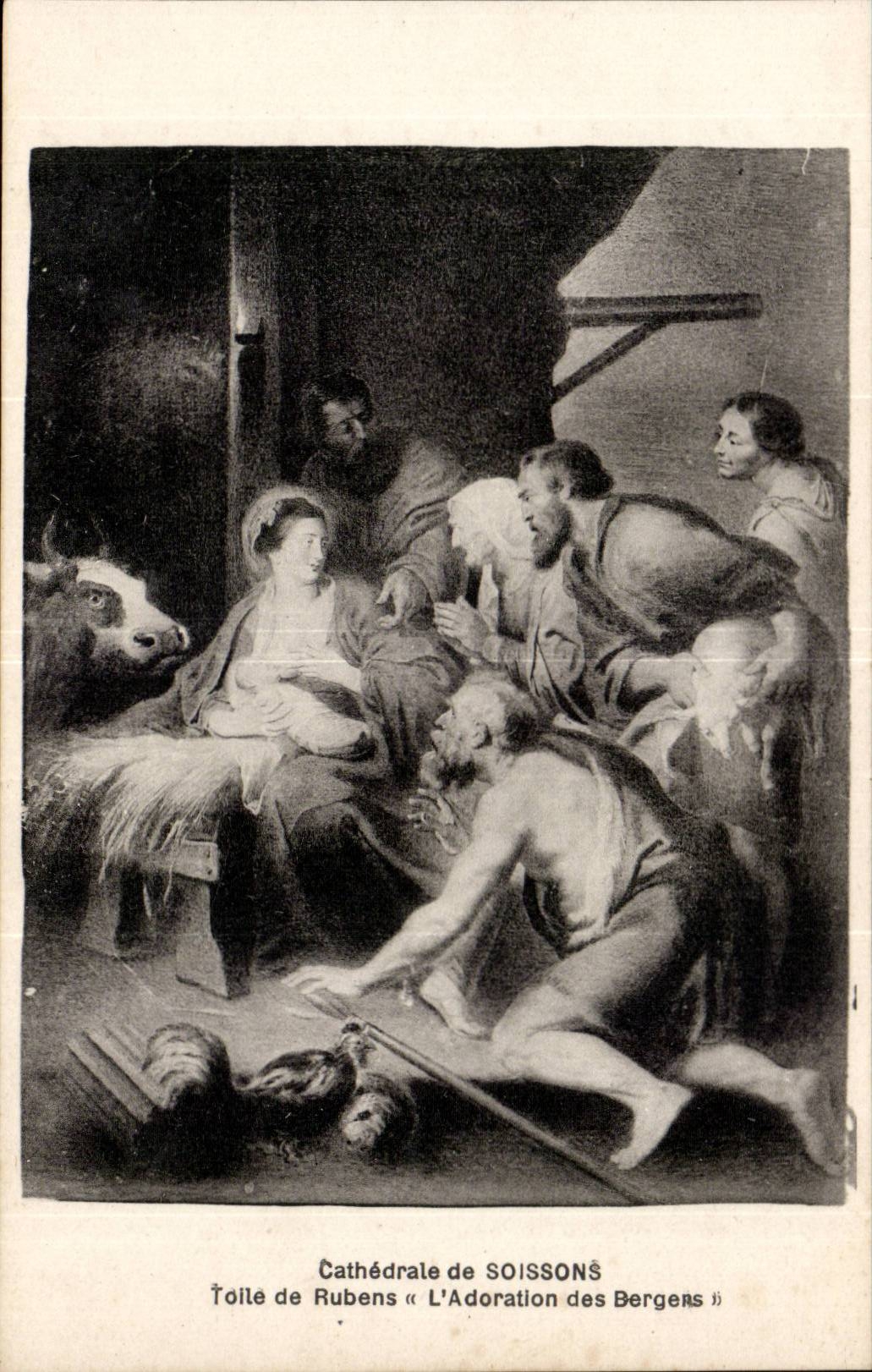 Soissons - Toile de Reubens - L'Adoration des Bergens - Vache - CPA 