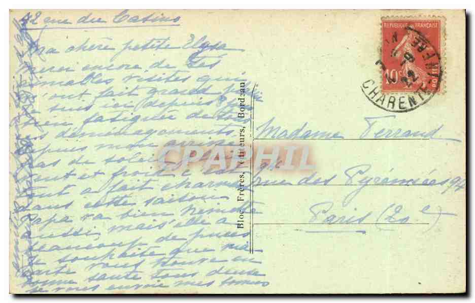 Royan — Côte d'Argent, Square Bottton — Bloc Frères, n°242 — Verso