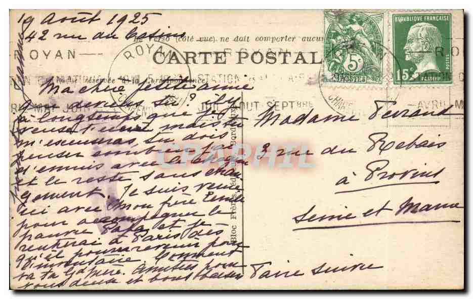 Royan CPA La plage et le casino de Foncilion — Back