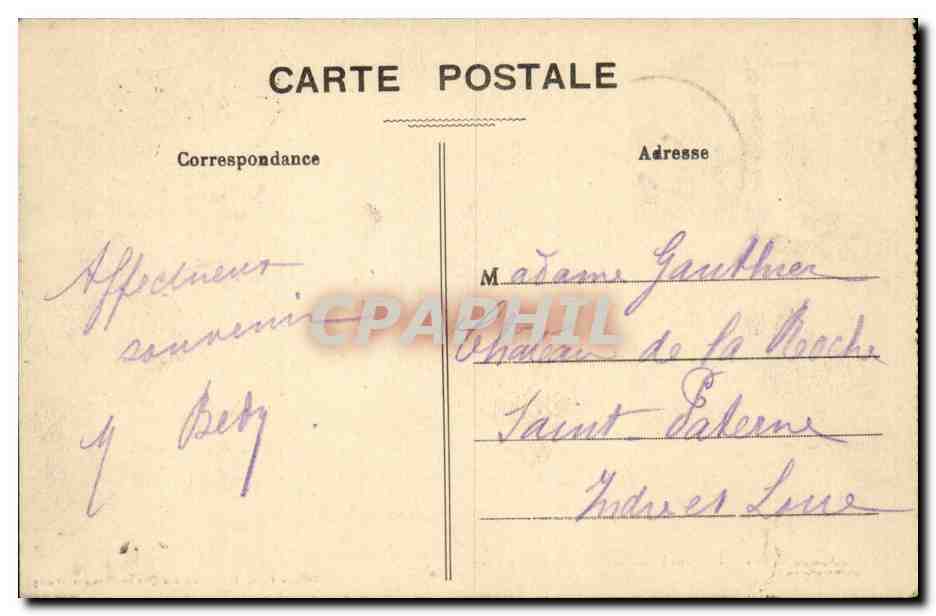 Vichy CPA Pendant la musique dans l'ancien parc — Verso