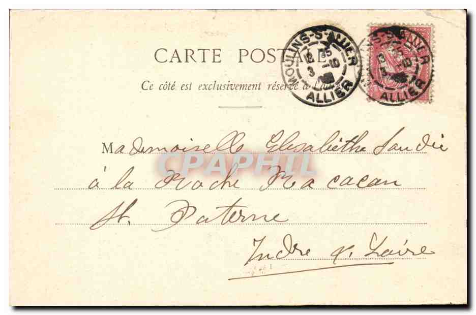 Moulins CPA Hotel de ville — Verso
