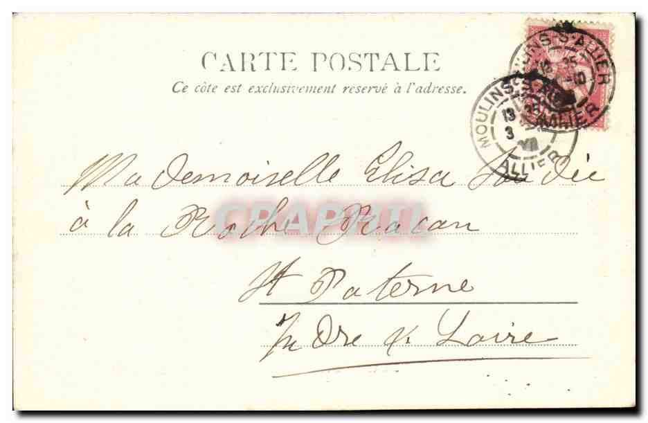 Moulins CPA LA cathedrale — Verso