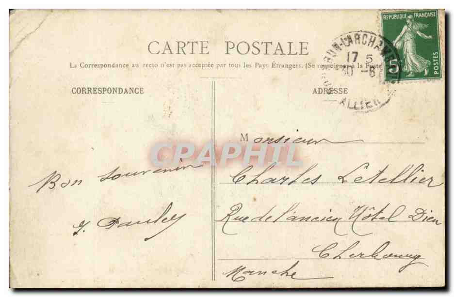 Bourbon l'archambault CPA Hopital militaire  — Verso