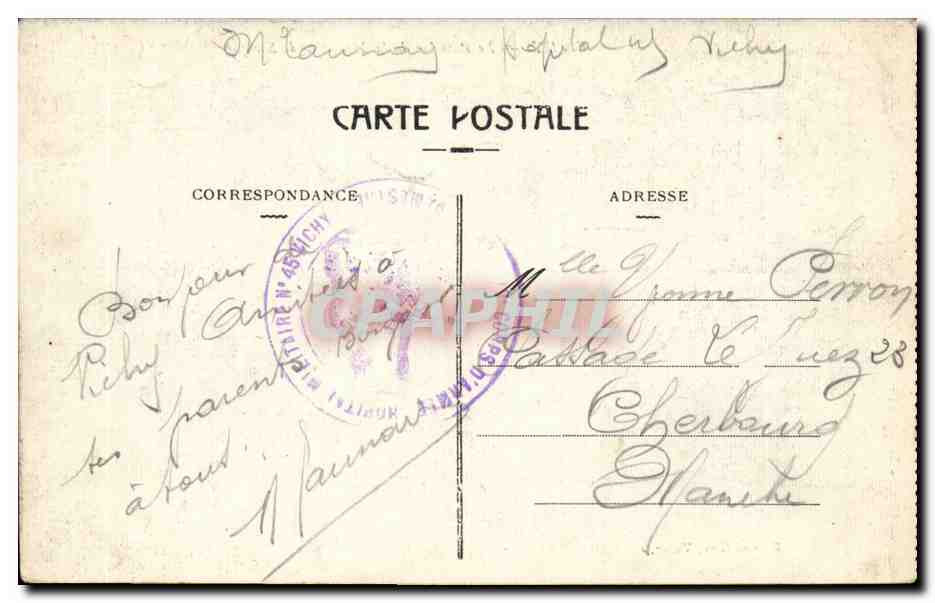 Vichy CPA Le pavillon de la marquise de Sevigne — Verso