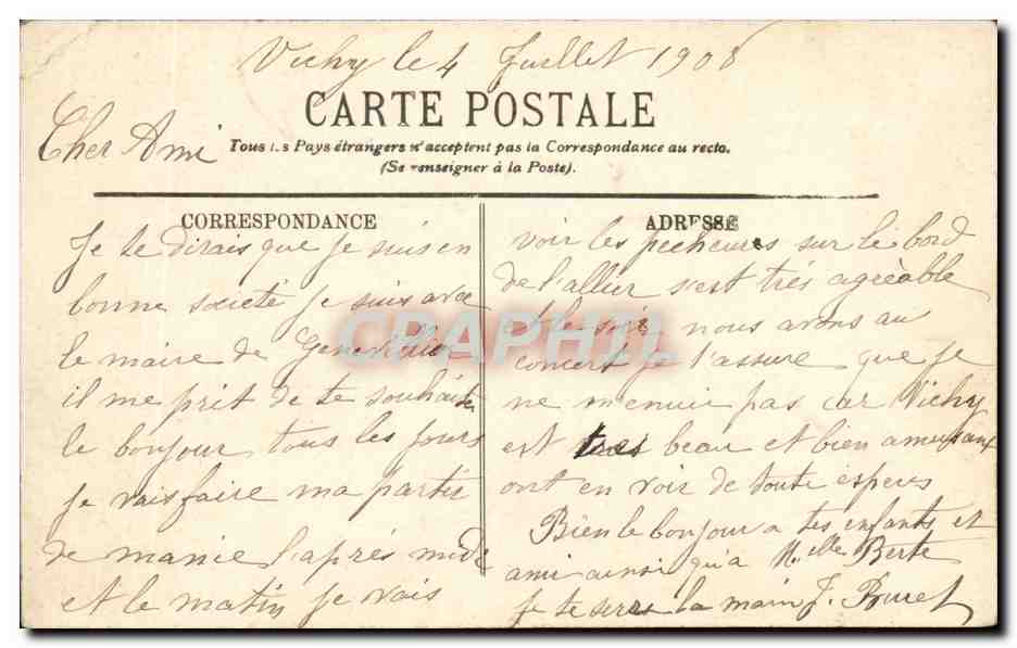 Vichy CPA Le casino Veranda — Rückseite