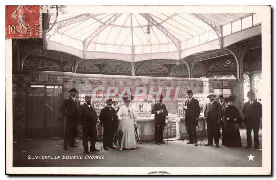 Vichy CPA la source Chomel (Gargarisoirs gratuits)