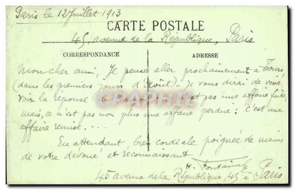 Vichy CPA Les bords de l'Allier — Verso