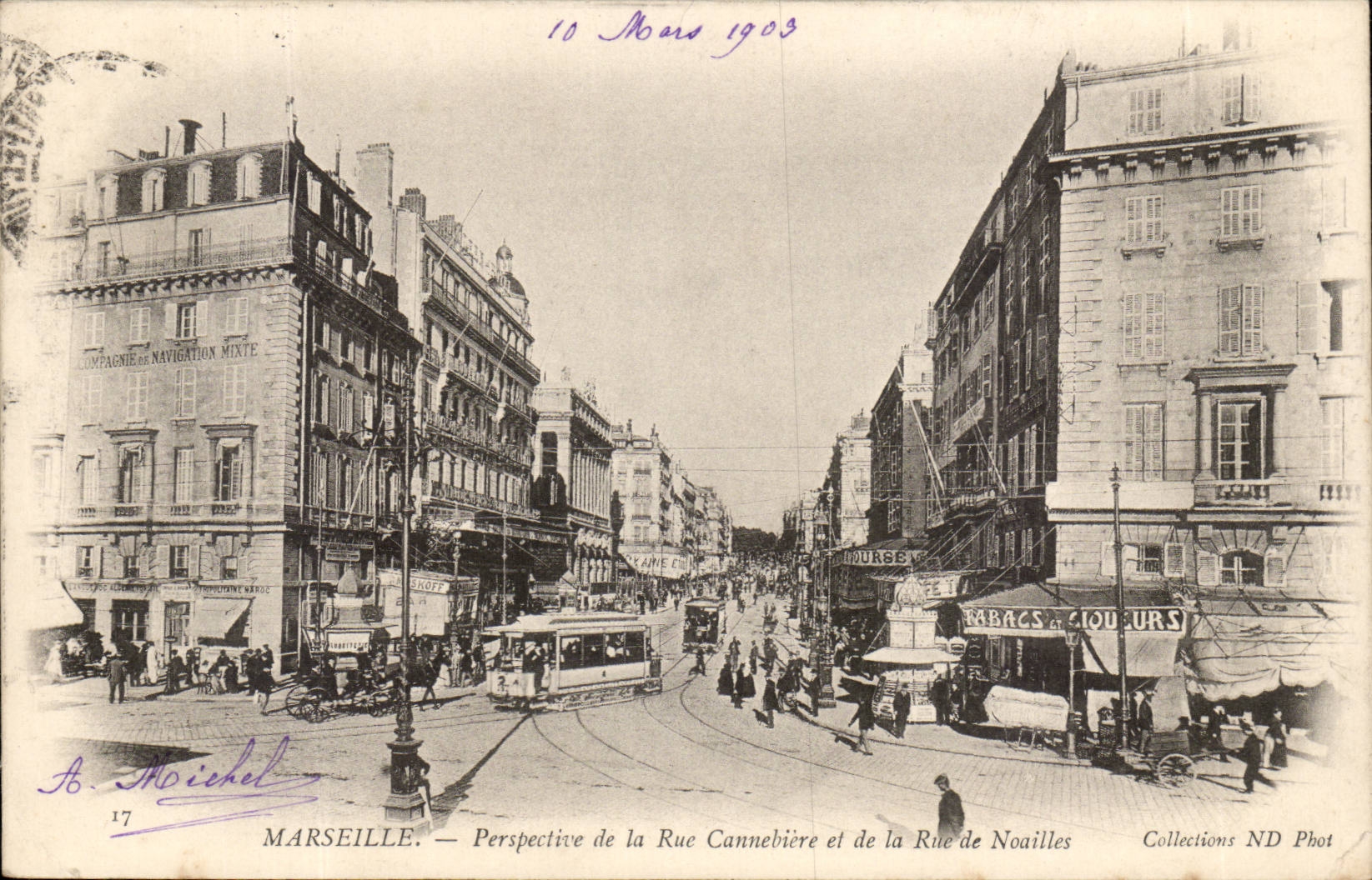 Marseille — Perspective de la Rue Cannebière et de la Rue de Noailles — Collections ND Phot