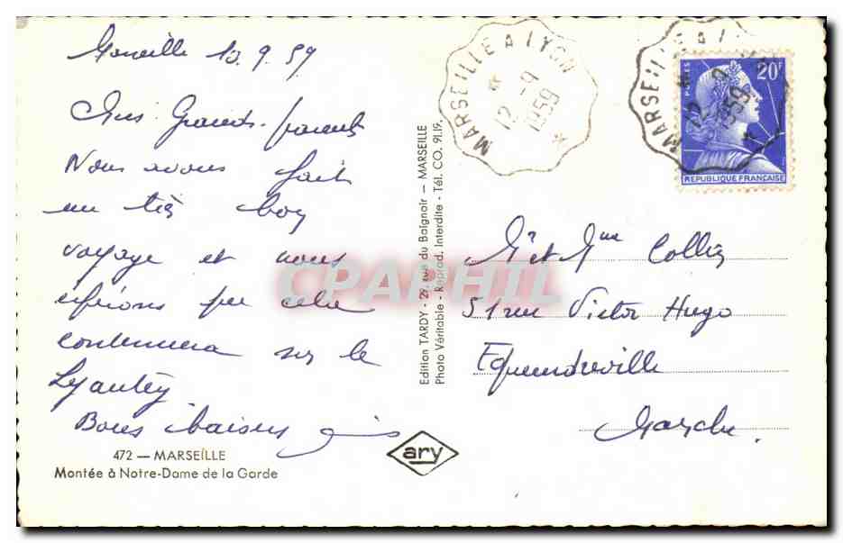 Marseille CPA Montee a Notre DAme de la Garde — Verso