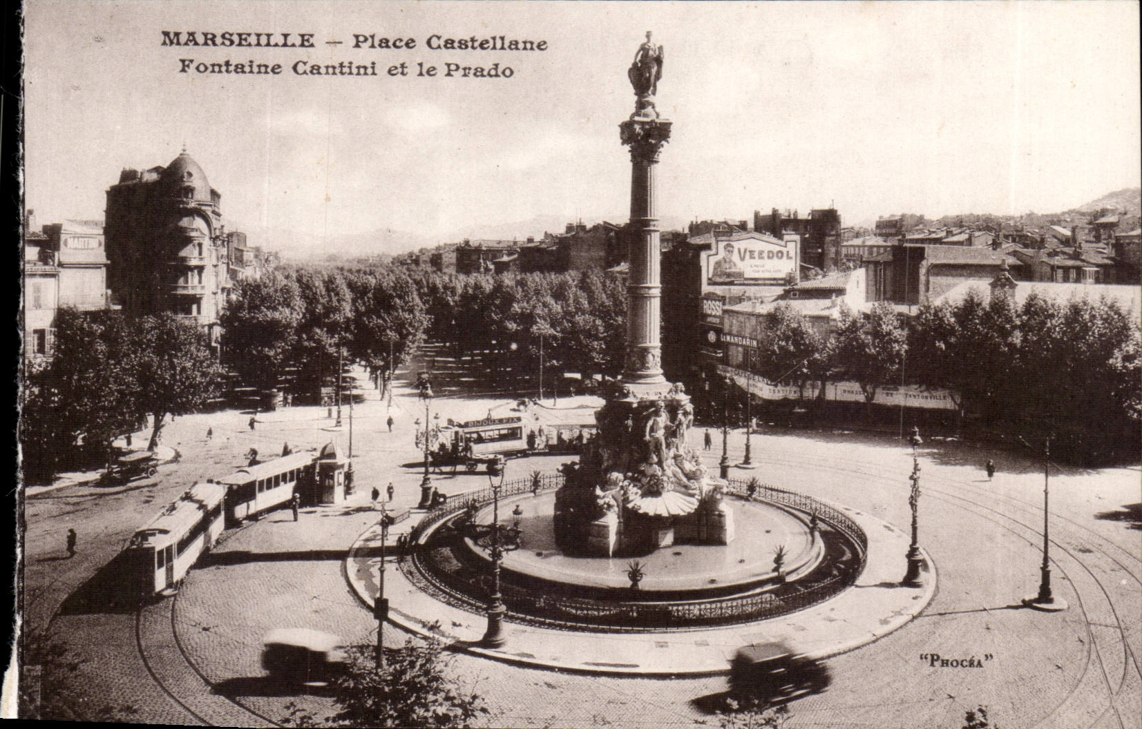 Marseille CPA Place Castellane Fontaine Cantini et le Prado