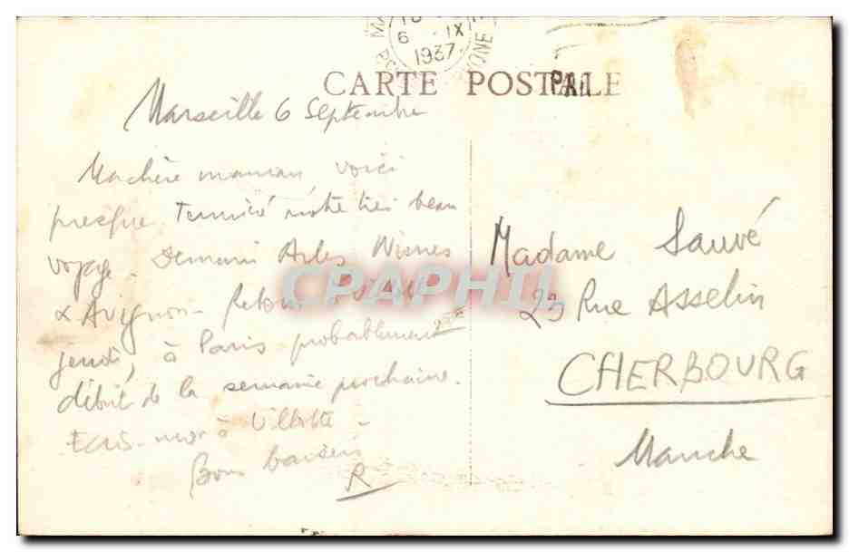 Marseille CPA le vieux port (bateaux) — Verso