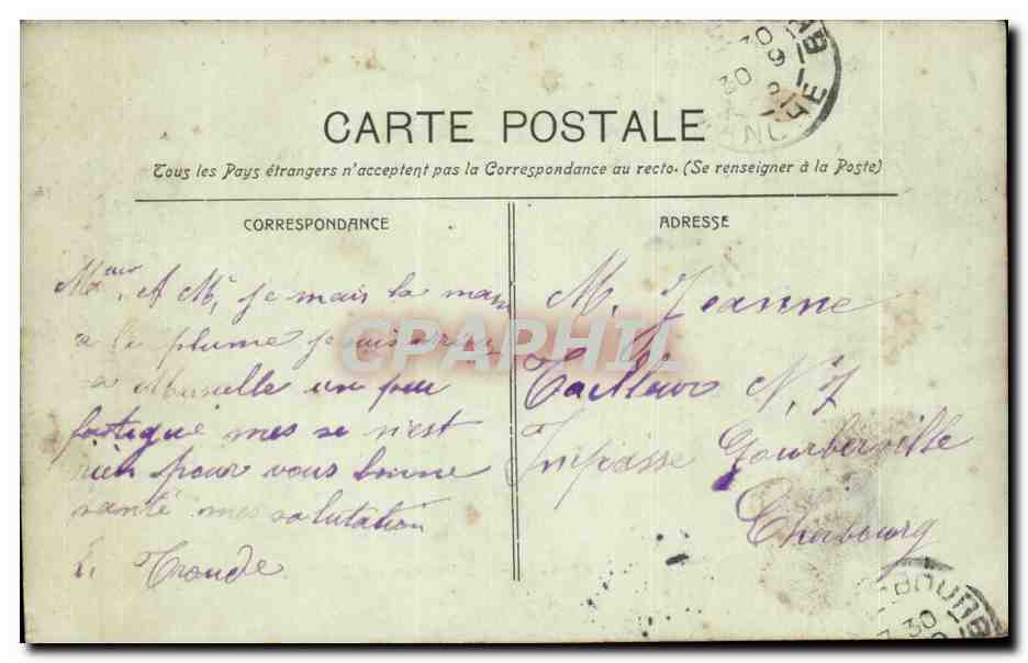 Marseille CPA Le palais de justice — Verso