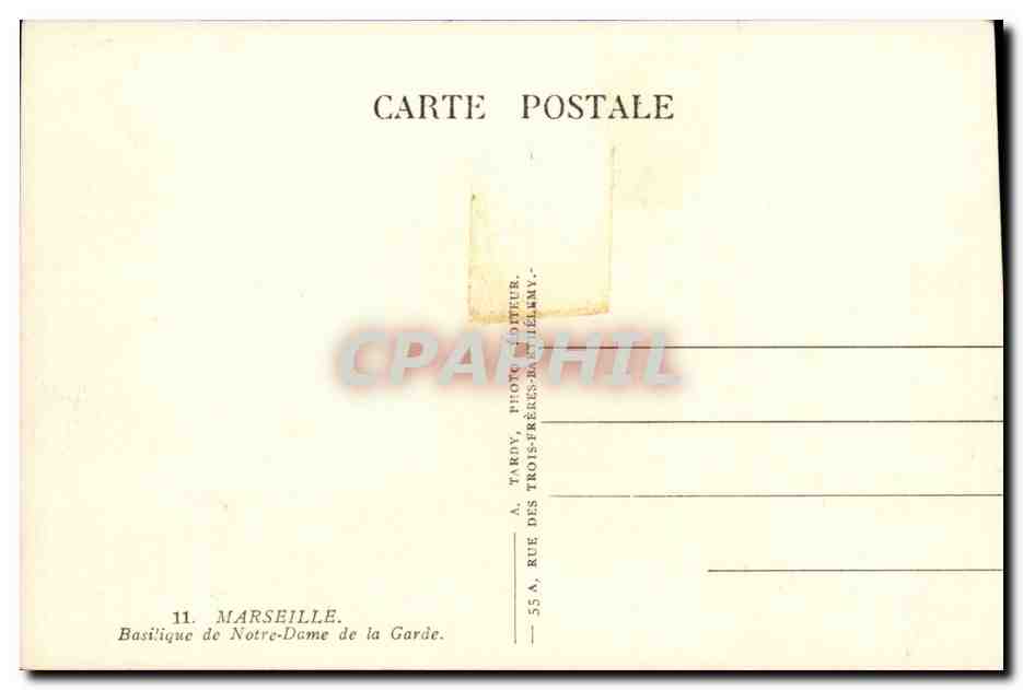 Marseille CPA Basilique de Notre DAme de la Garde — Verso
