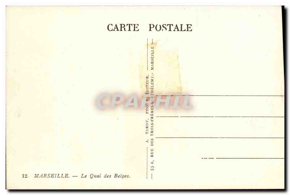 Puerto de Marsella — Muelle de los Belgas — A. TARDY, editor — Reverso