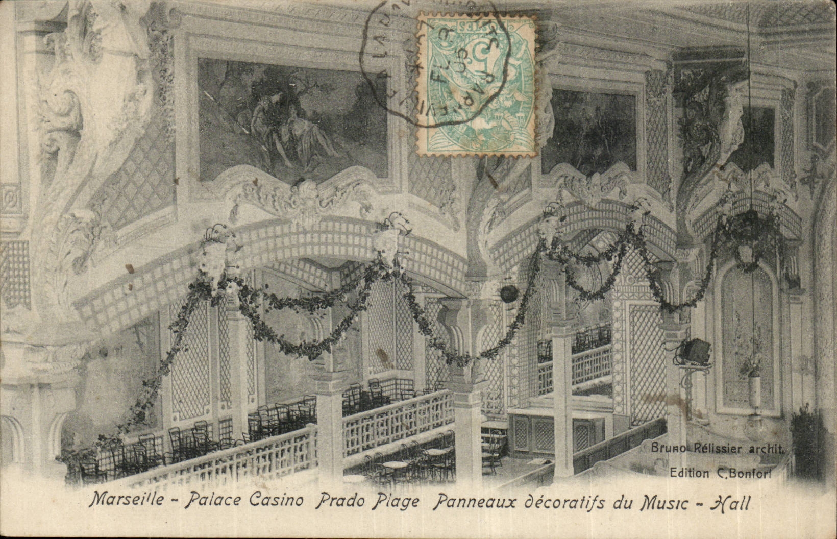 Marseille - Palace Casino Prado Plage - Panneaux décoratifs du Music-Hall