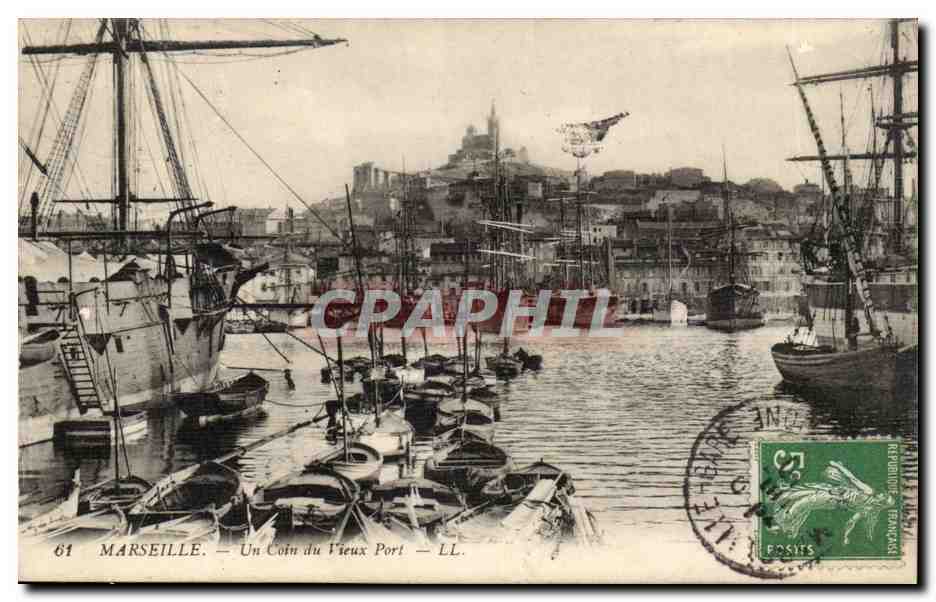 Marseille - Un Coin du Vieux Port - bateau - CPA 