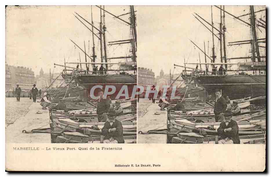 Marseille - L e Vieux Port - Quai de la Fraternite - bateau - CPA 