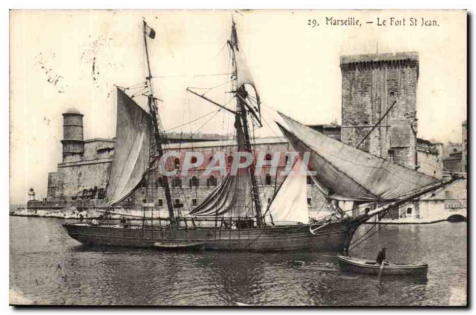 Marseille - Le Fort Saint-Jean - bateau - CPA 