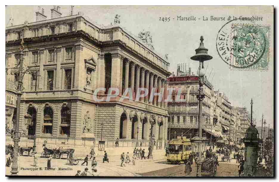 Marseille - La Bourse rt la Cannebiere - tramway - CPA 