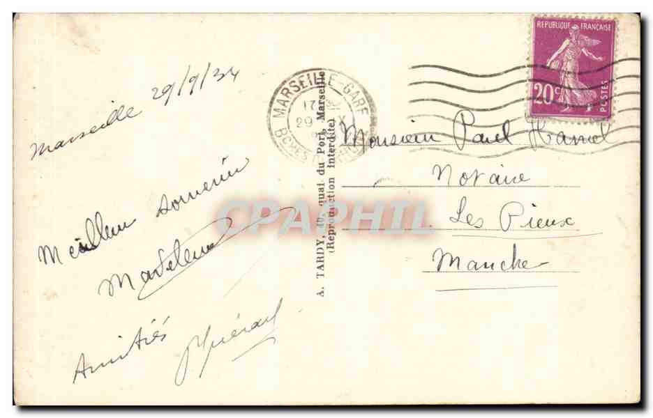 Marseille - Le Prado - velo - automobile - CPA  — Verso