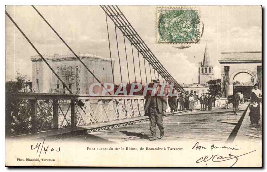 Marseille - Pont Suspendu sur le Rhone - e Beaucaire a Tarascon - CPA 
