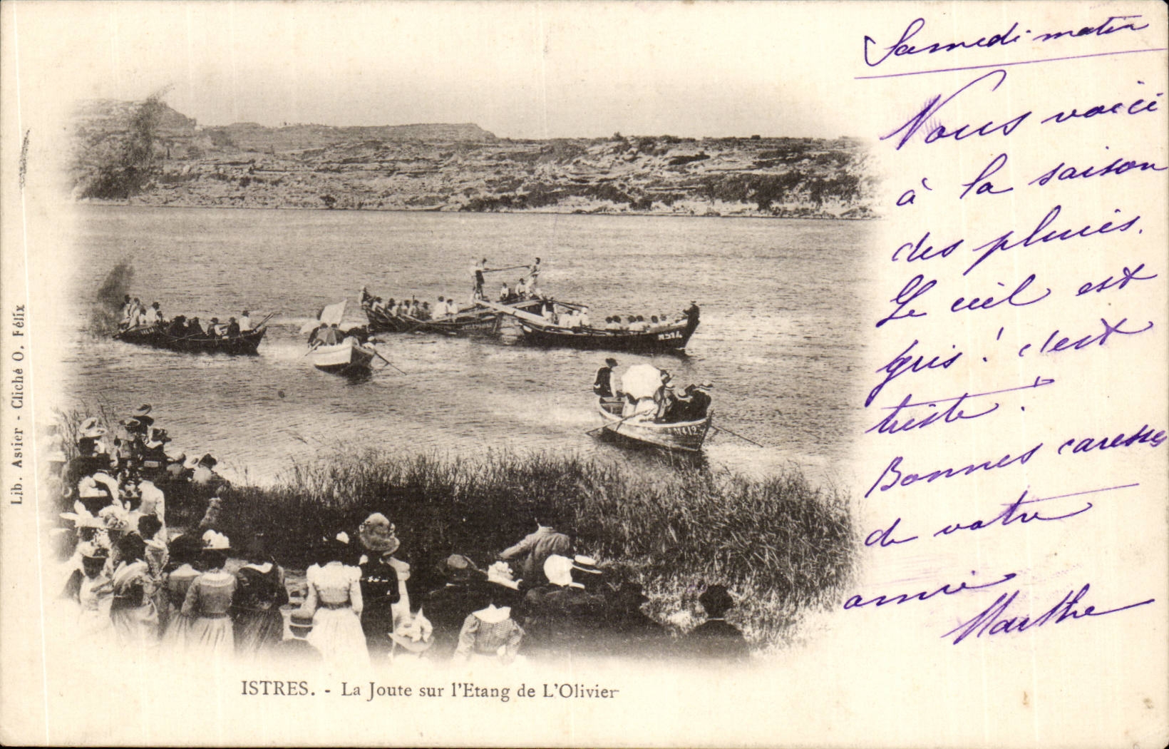 Istres - la Joute sur l'Etang de l'olivier - bateau - CPA 