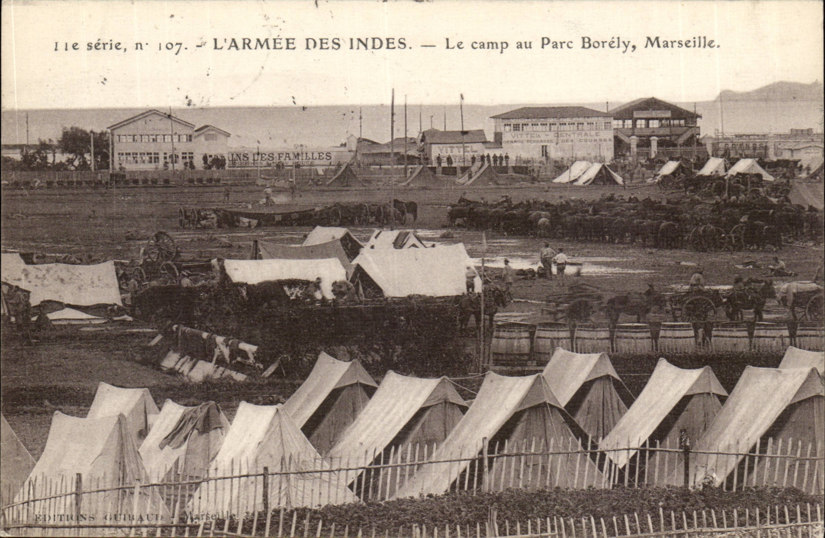 Marseille - L'Armee des Indes - Le Camp au Parc Borely - tente - CPA 