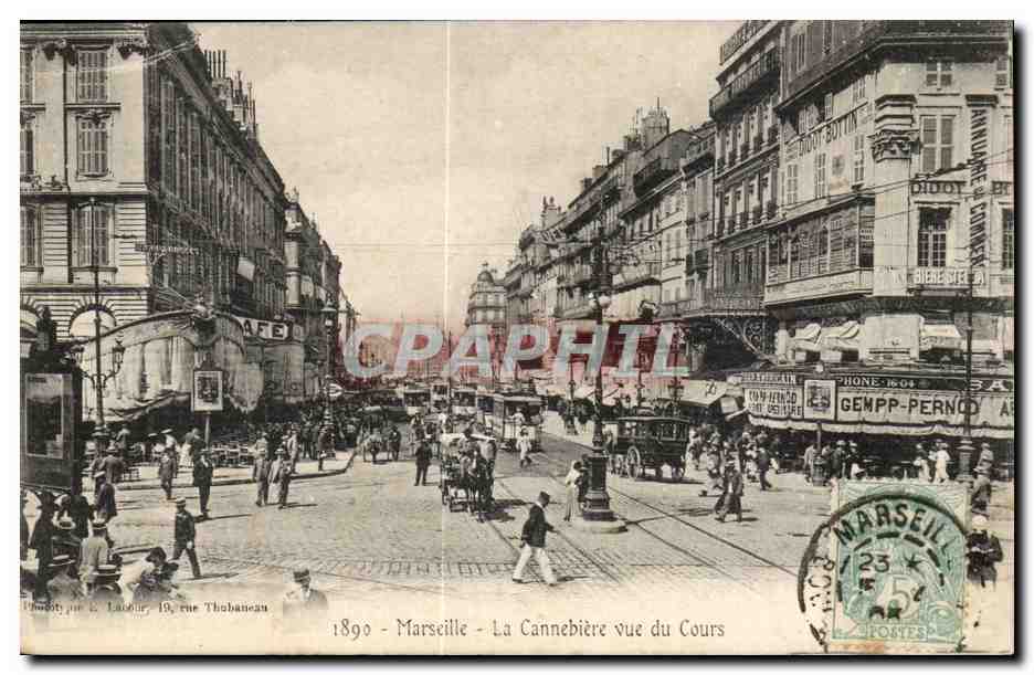 Marseille - La Cannebière vue du Cours — 1890 — éditée par L. Lucour, 19, rue Thubanéau