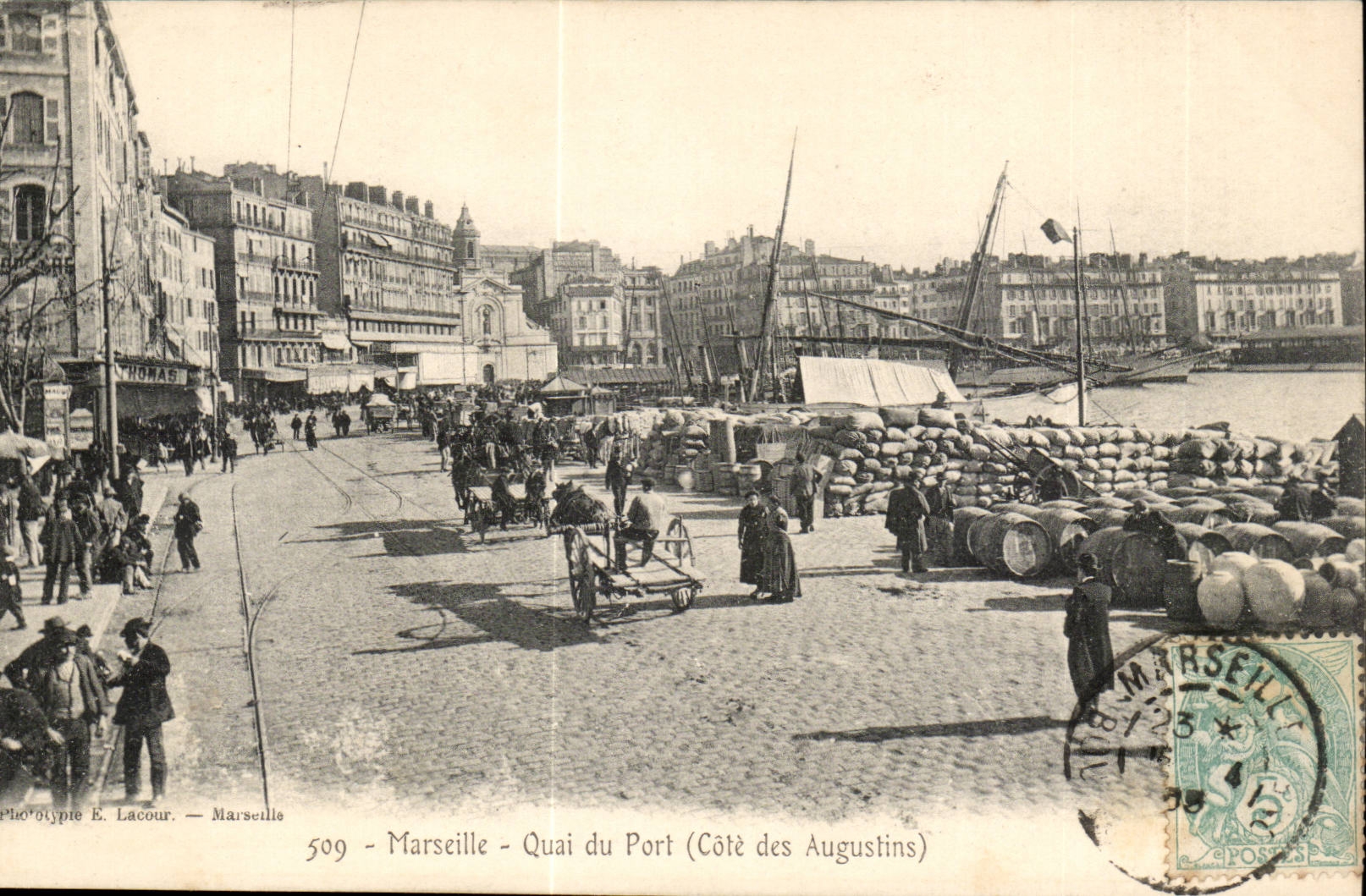 Marseille - Quai du Port (Côté des Augustins) — Phototypie E. Lacour — n° 509