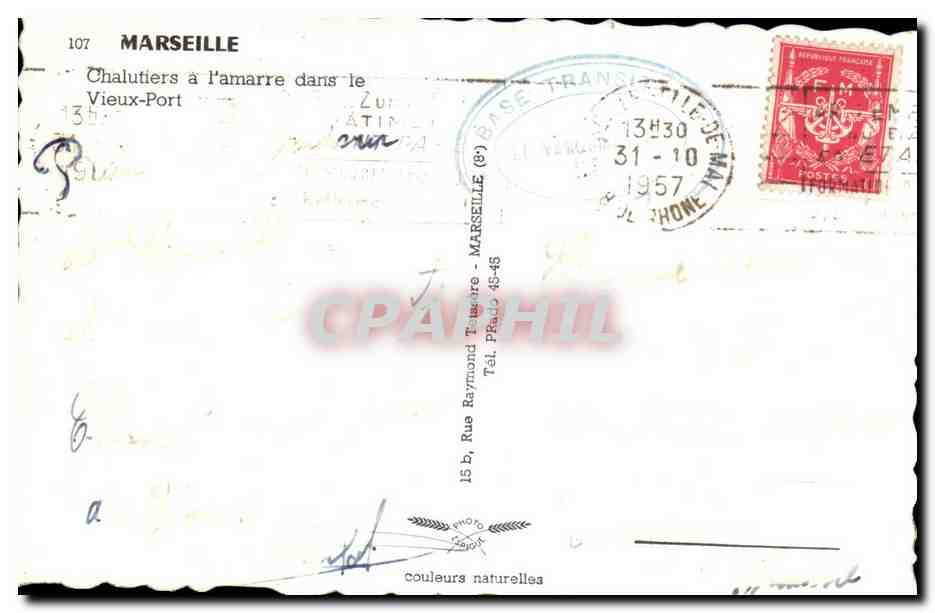 Marseille - Chalutiers a l'amarre dans le Vieux Port - CPA  — Verso