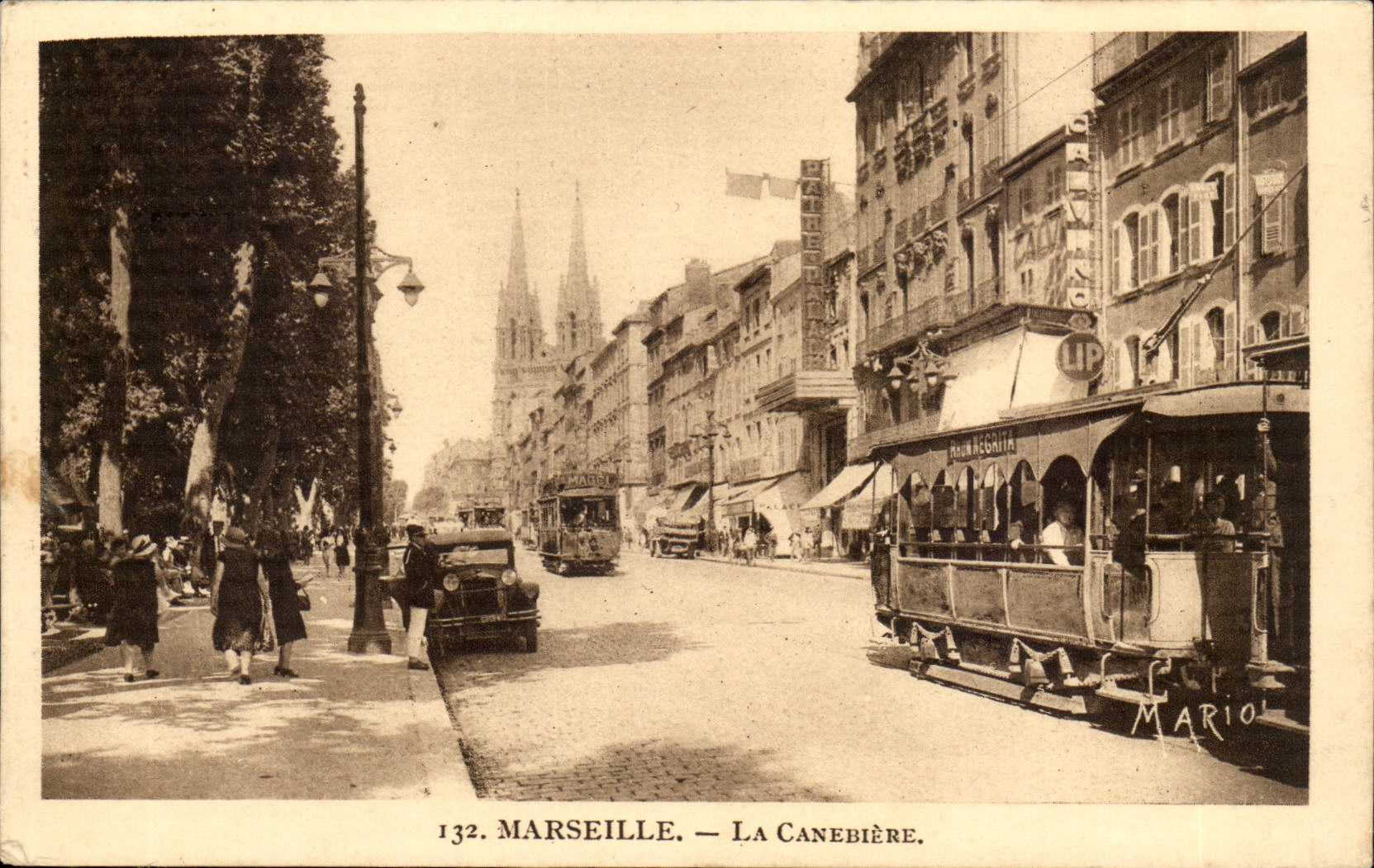 Marseille - La cannebiere - tramway - automobile - CPA 