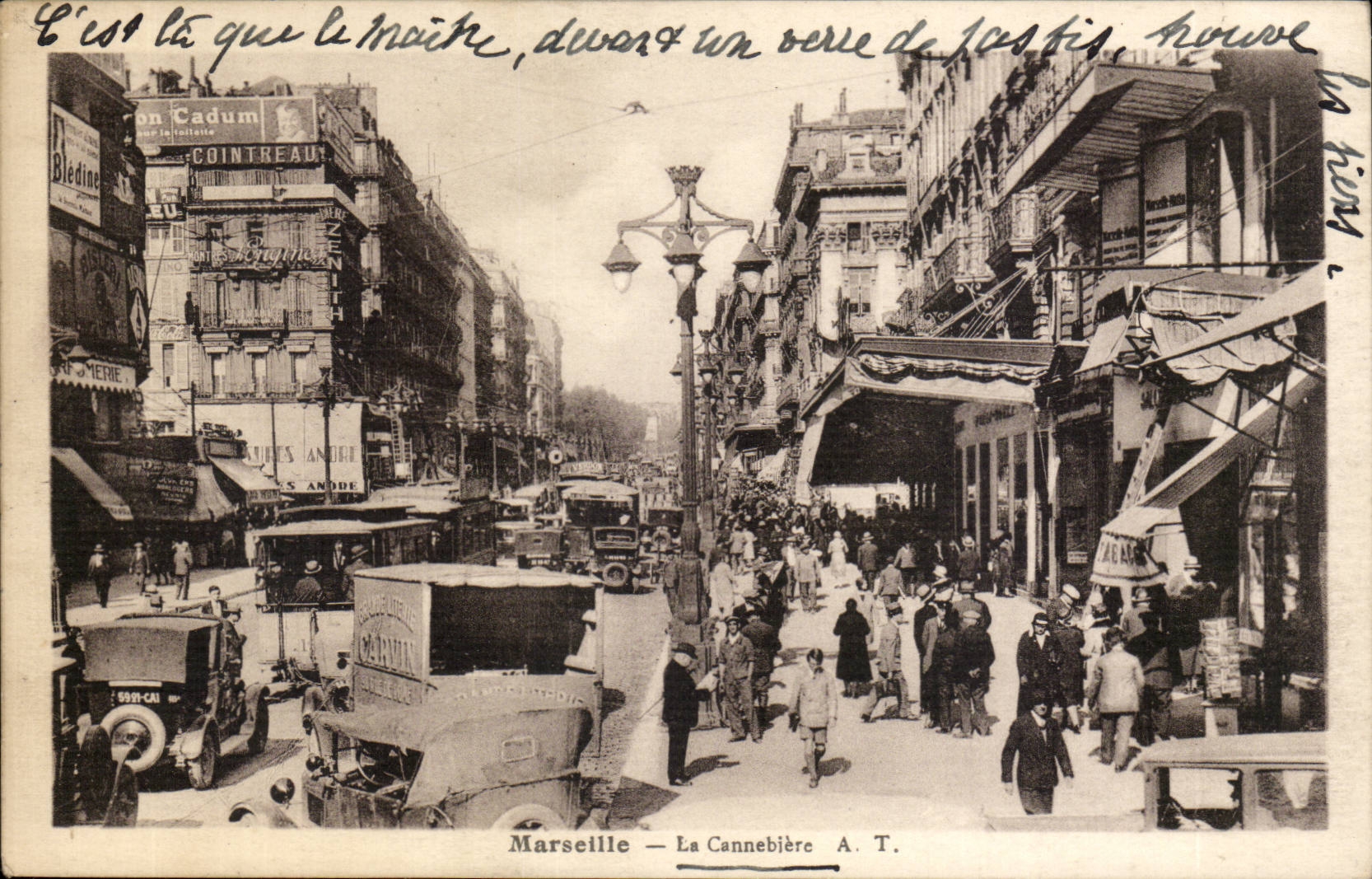 Marseille - la cannebiere - automobile - cadum - Cointreau - CPA 