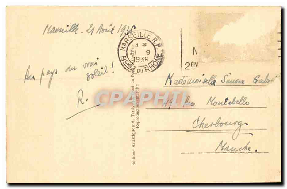 Marseille - La Cannebiere - automobile - cadum - Cointreau - CPA  — Verso