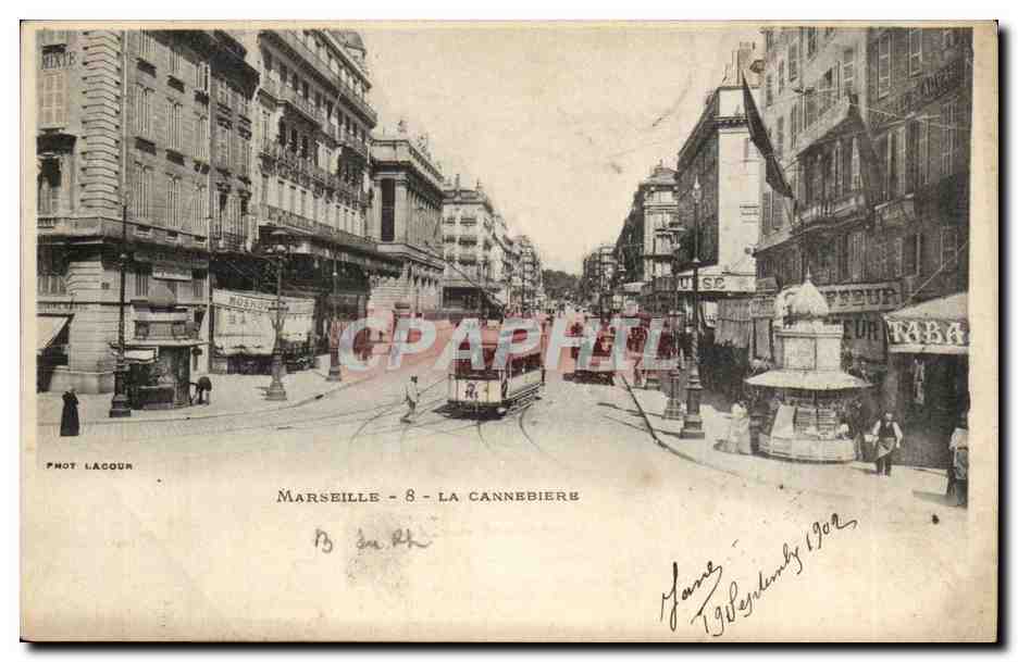 Marseille - la cannebiere - Coiffeur - tramway - CPA 