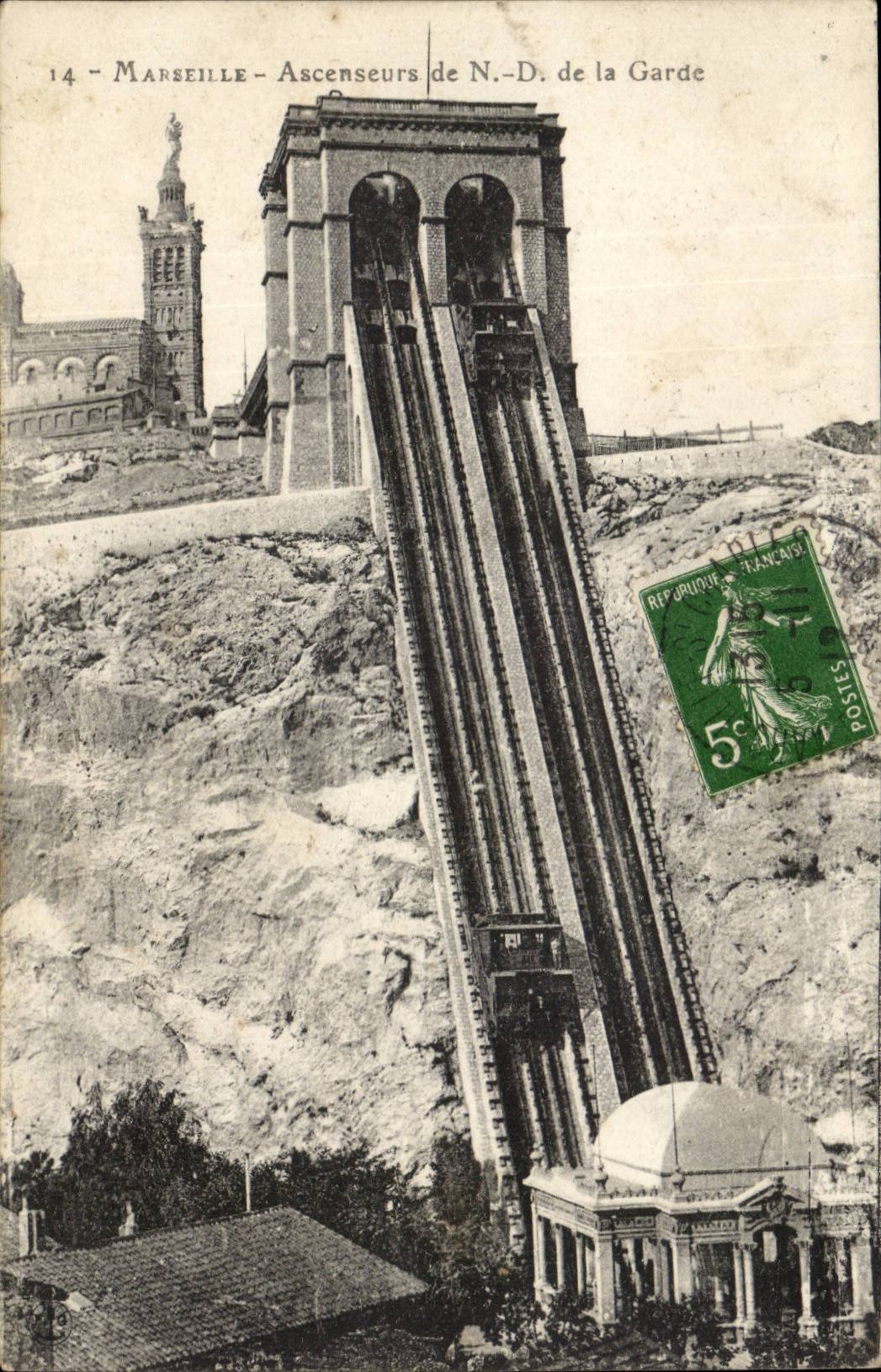 Marseille - Les Ascenseurs de Notre Dame de la Garde - CPA 