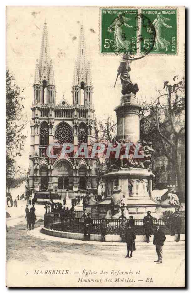 Marseille - Eglise des Reformes et Monument des Mobiles - CPA 