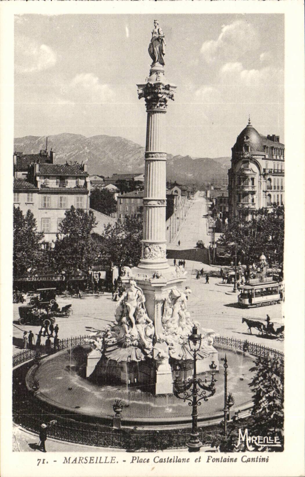 Marseille - Place Castellane et Fontaine Cantini - CPA 