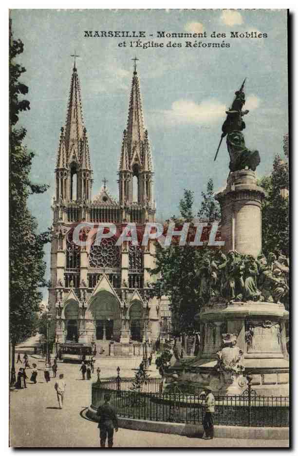 Marseille - Monument des Mobiles et l'Eglise des Reformis - CPA 