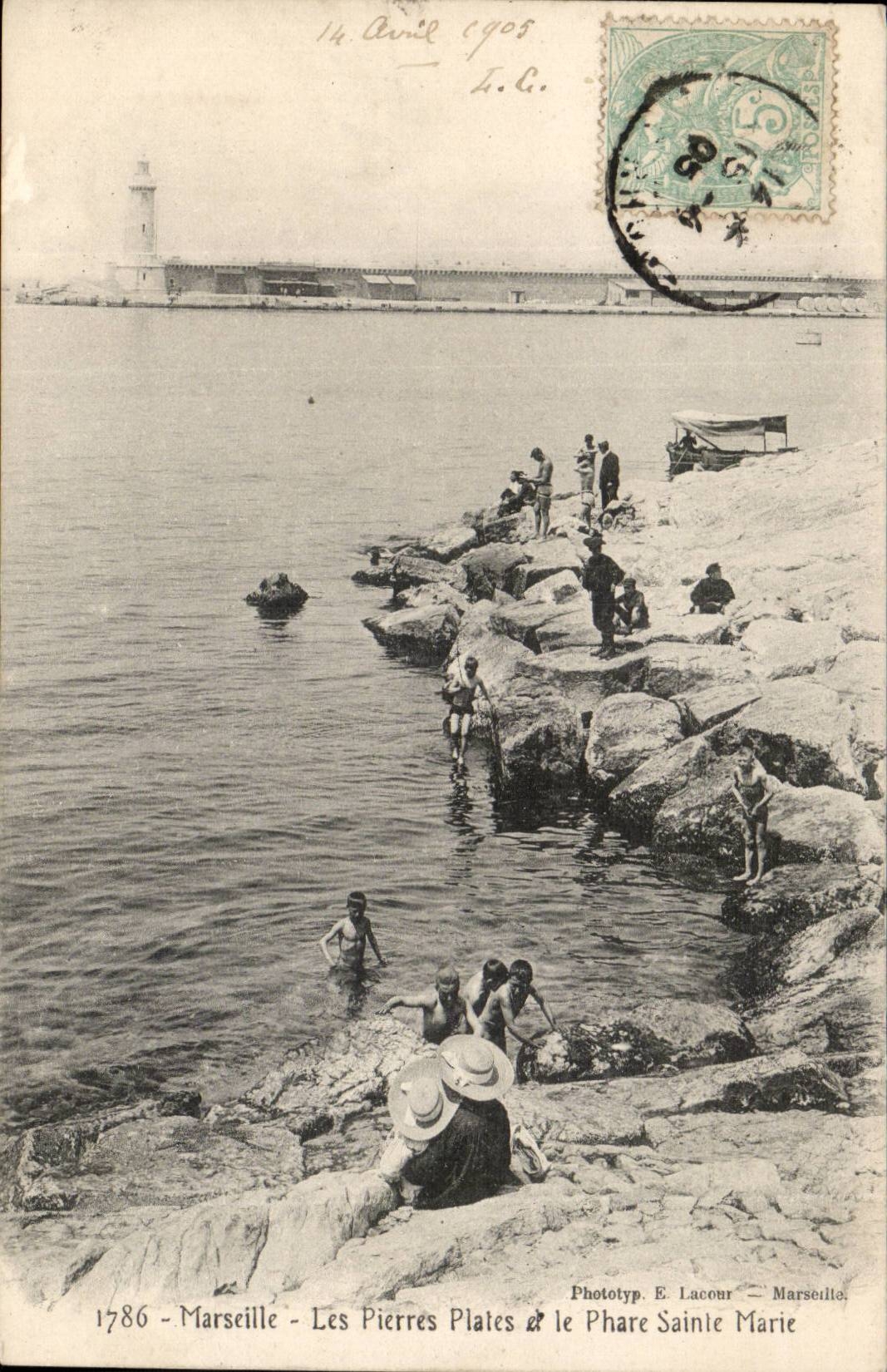 Les Pierres Plates & le Phare Sainte Marie — Marseille — Phototyp. E. Lacour — n° 1786