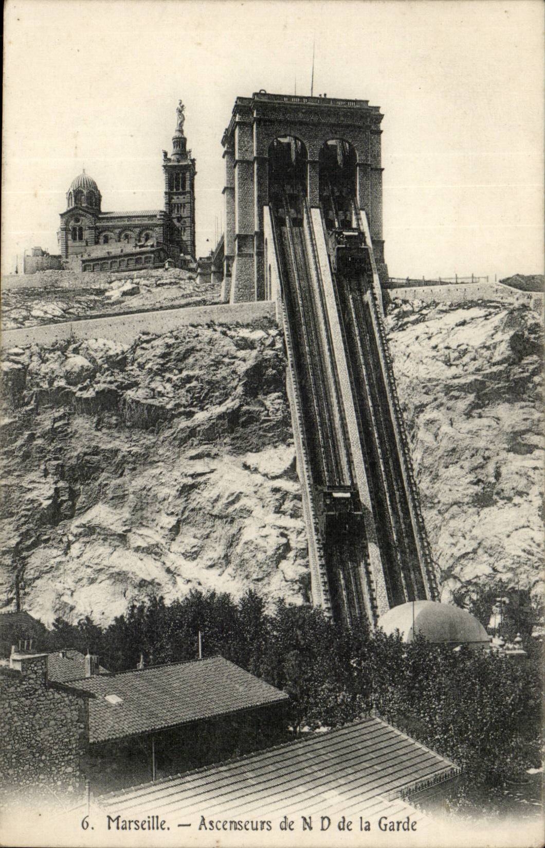 Marseille - Les ascenseurs de Notre Dame de la Garde - CPA 
