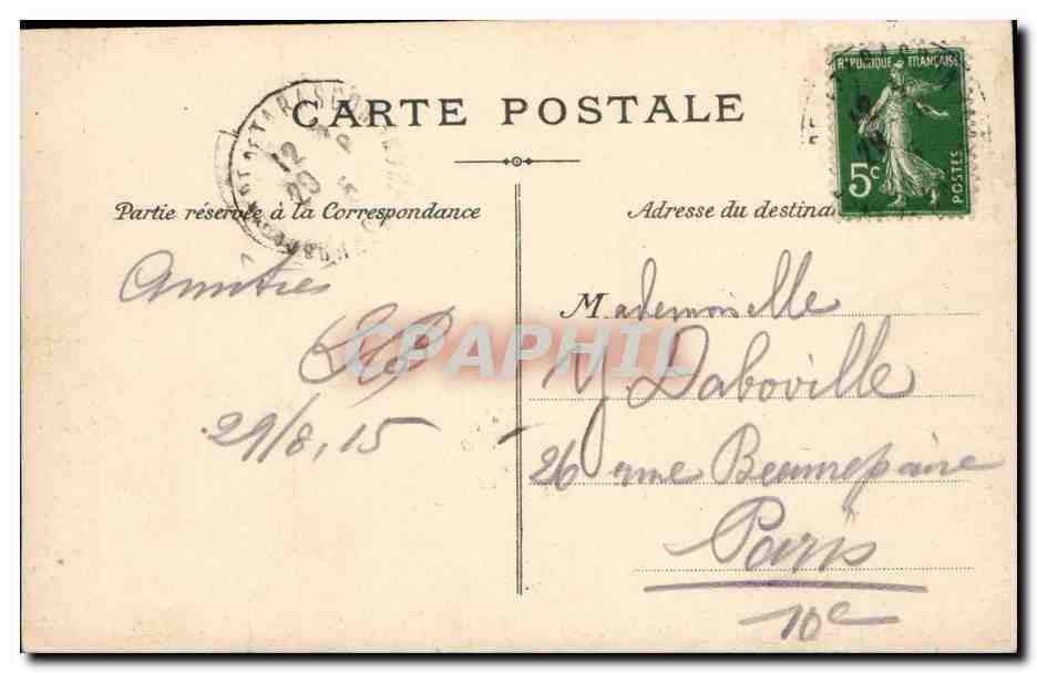Femme dans un jardin à colonnades — Type Dariassenne n°11 — Éditeur Dariassenne — Reverso