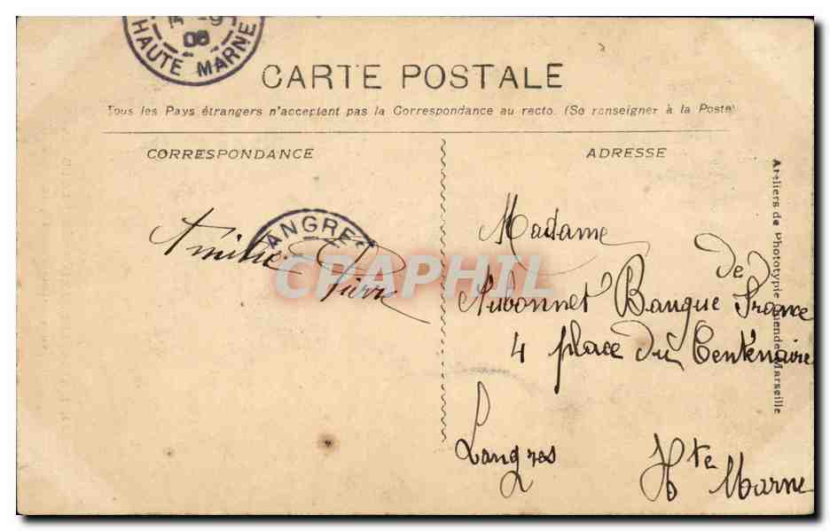 Jeune Artiste Cambodgien — Exposition Coloniale de Marseille 1906 — Éditeur non identifié, n° 96 — Reverso