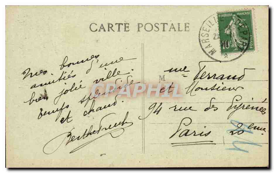 Marseille - Fontaine cantini - CPA  — Back