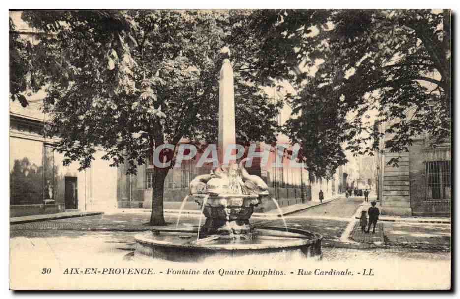 Aix-en-Provence — Fontaine des Quatre Dauphins — Rue Cardinale — LL