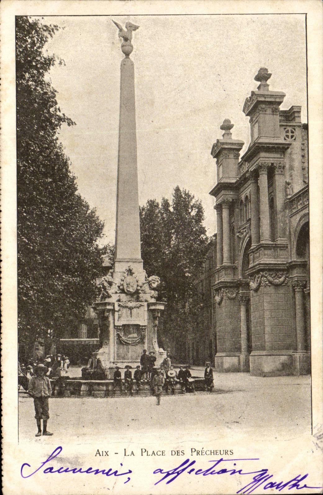 Aix - Die Place des Précheurs — Obelisk mit Adler und Löwen — veröffentlicht von Provence-Carte Postale