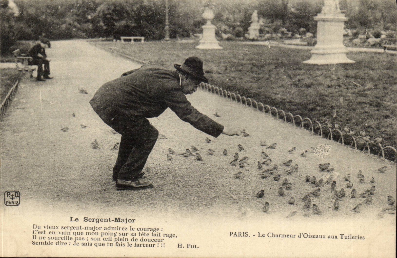 CPA Paris Charmeur d'oiseaux aux Tuileries Louvre Le sergent major TOP Folklore Petits Metiers